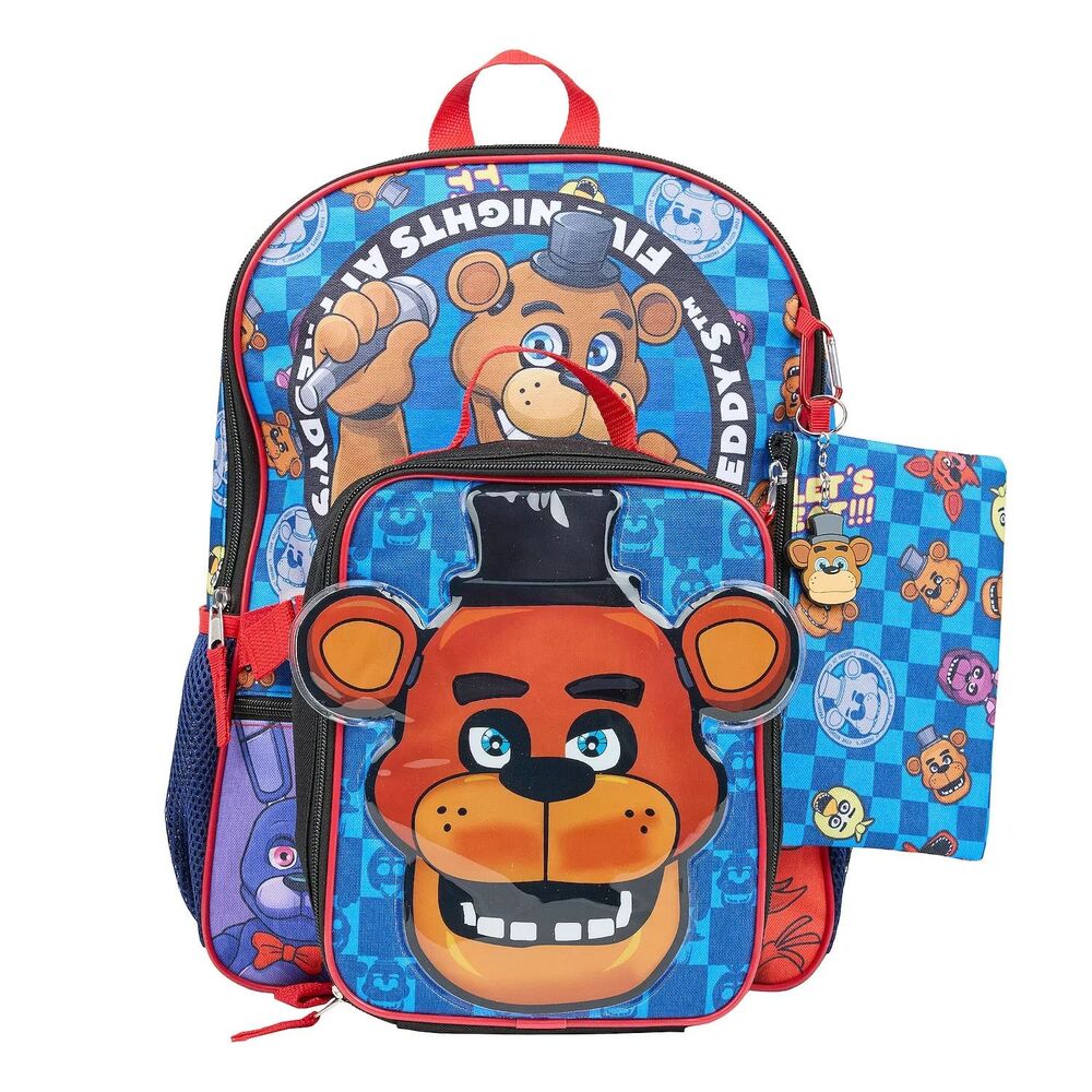 Five Nights at Freddy's 5-Pc Backpack  Set Lunch Bag, Pencil Case, Keychain New